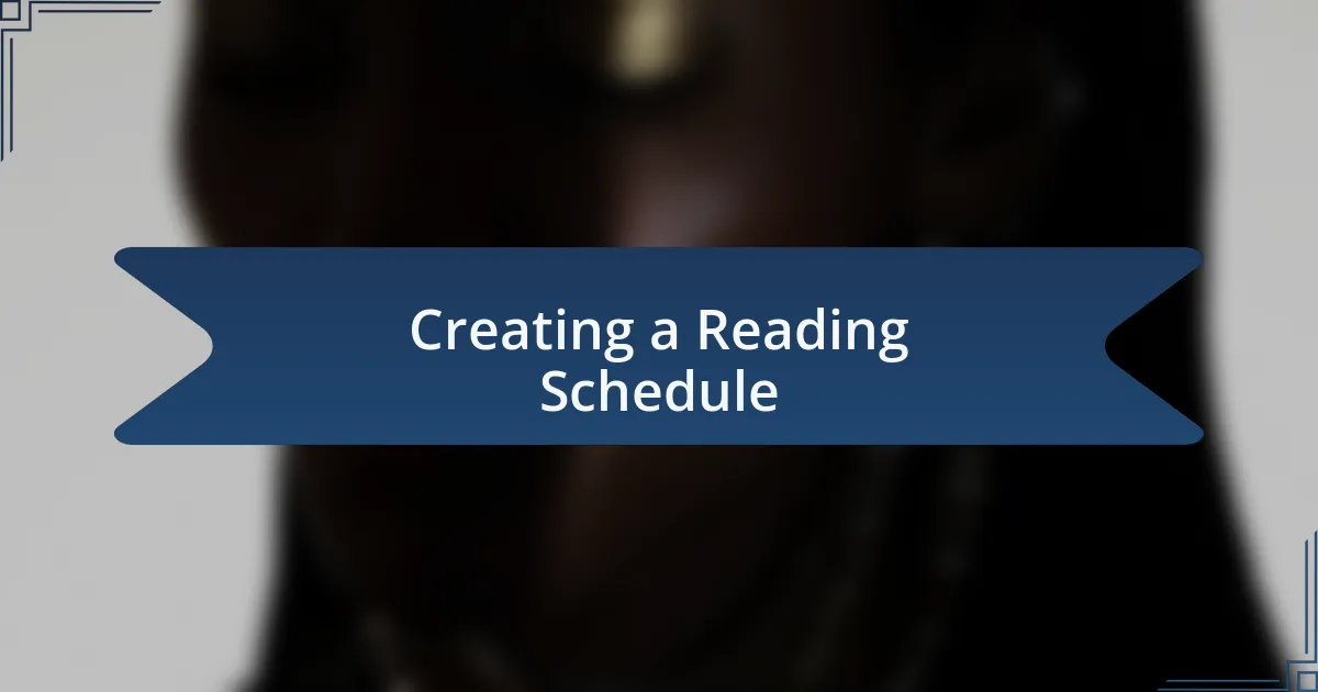Creating a Reading Schedule