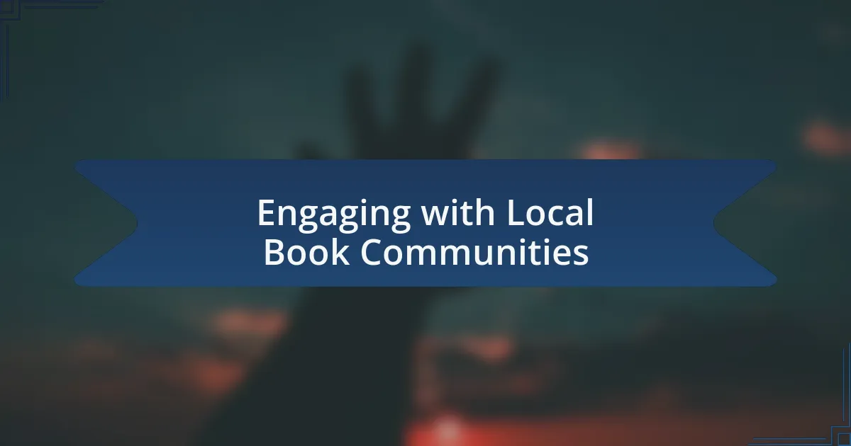 Engaging with Local Book Communities