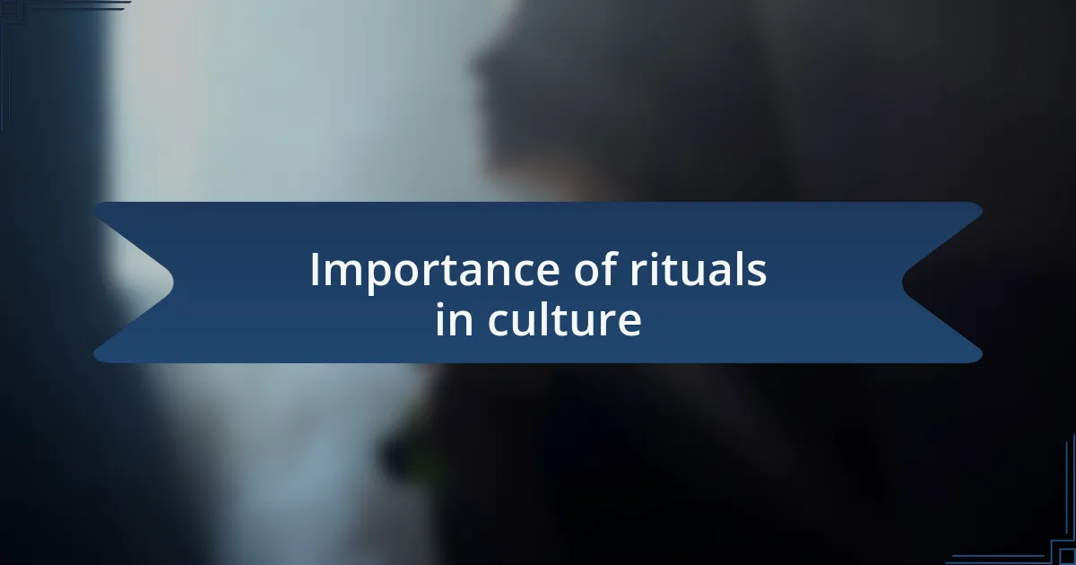 Importance of rituals in culture