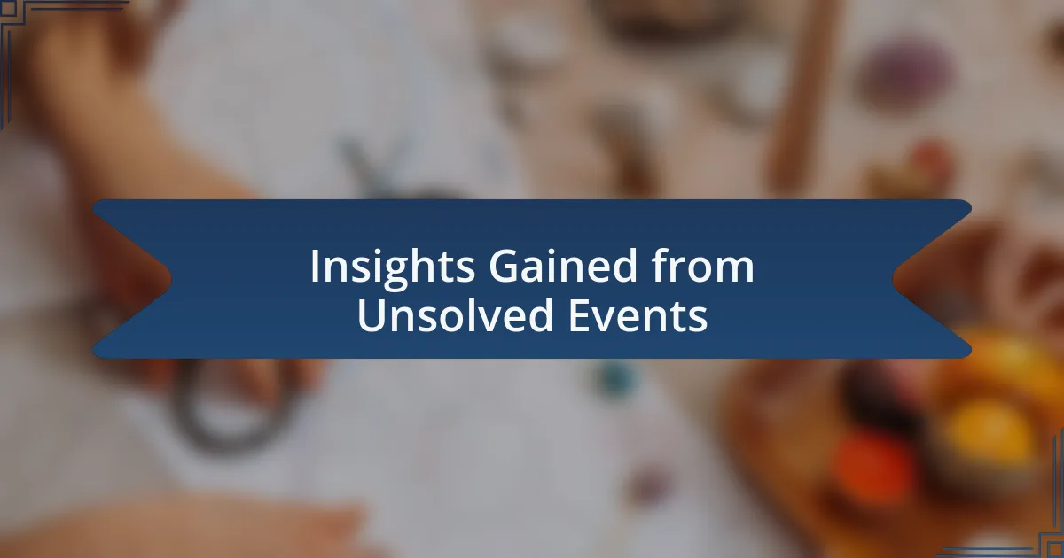 Insights Gained from Unsolved Events