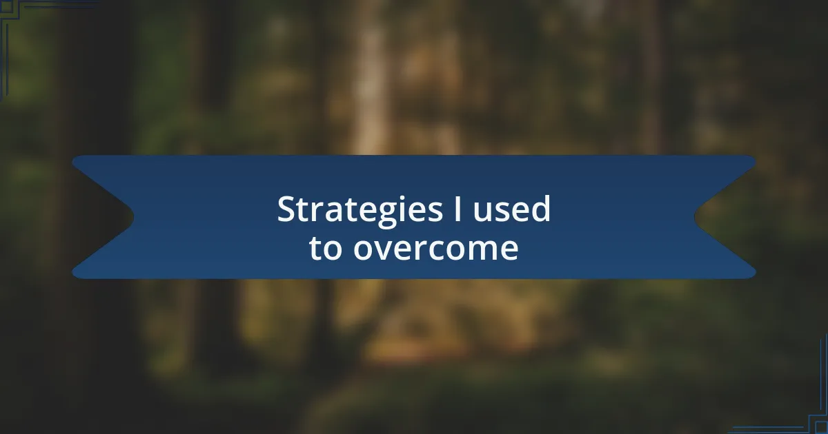 Strategies I used to overcome