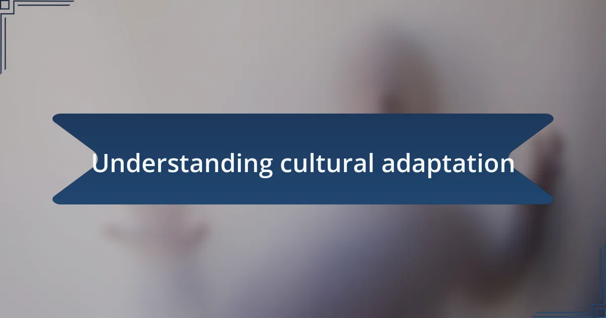 Understanding cultural adaptation