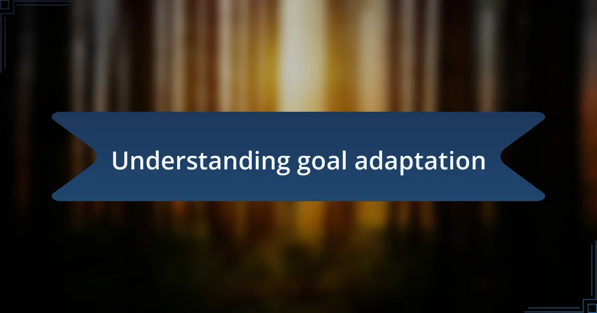 Understanding goal adaptation